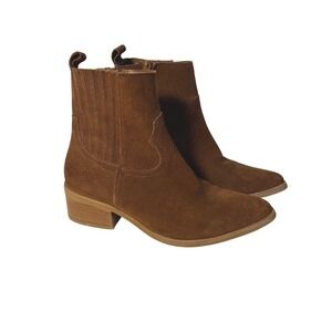 Steven by Steve Madden Brown Wayland Western cowgirl Suede ankle Boots 6.5